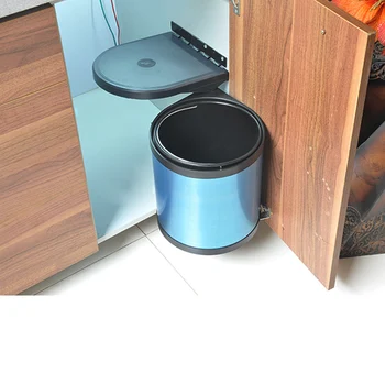

Geekinstyle 8L-12L Stainless Steel Pivot Out Trash Can Door Mounted Waste Bin Kitchen Dustbin With Blue Film