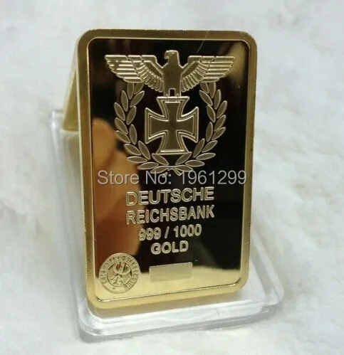 

Deutsche Reichsbank 1oz 999 German Eagle replica gold bullion bar.free shipping 2pcs/lot