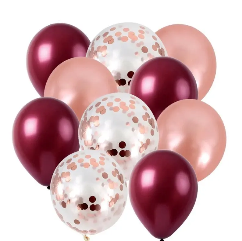 

10pcs/lot rose gold confetti balloons 10inch wine red latex balloon wedding decoration happy birthday party supplies balloon
