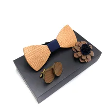 Деревянный лук галстук набор Мужская деревянная брошь и запонки бабочка мужской праздничный галстук-бабочка костюм декоративный Бабочка Моделирование нарядный галстук-бабочка