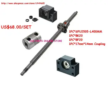 

SFU2505-400mm Ballscrew with Ballnut + BK20/BF20 Support + 17mm*14mm Coupling CNC parts