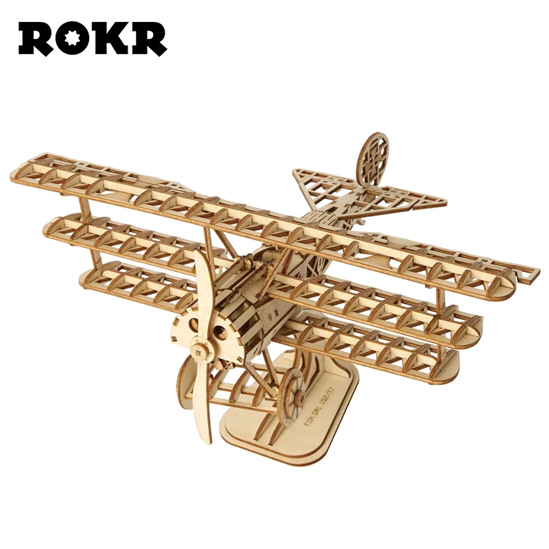 ROKR 3D Laser Cutting Wooden Puzzle Toy Assembly Airplane ...