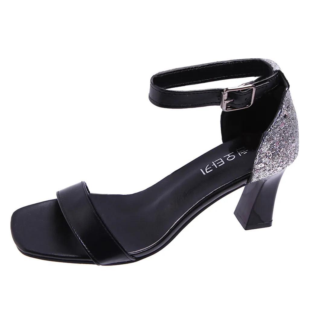 

SAGACE Fashion Casual Buckle Strap Open Toe Sandals High Heel Thick Heels Shoes Sexy Simple High Quality Summer Shoes Sandals