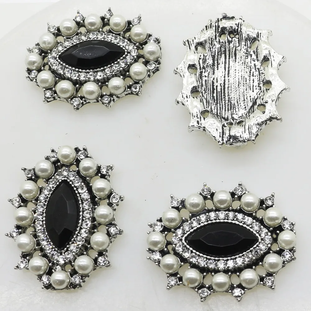 

Fashion Hot 10Pcs 21mm diamond Alloy Diy Jewelry Accessories Flat Back Imitation pearls Base Settings Wholesale Handmade Fitting