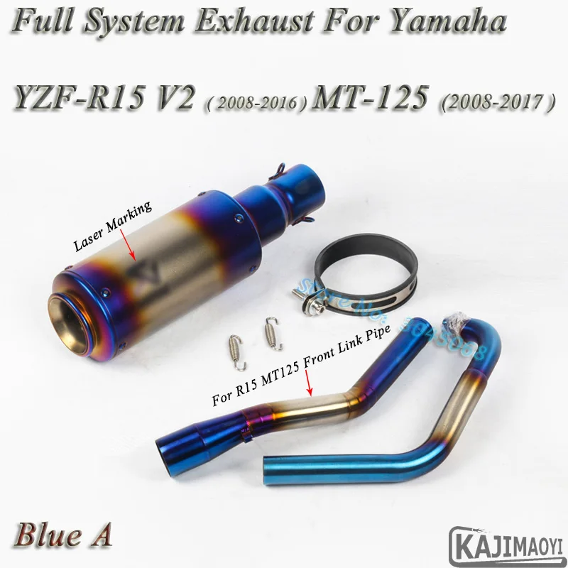 R15 motocicleta sistema completo de Escape Slip-on para Yamaha YZF-R15 V2 MT-125 delantero modificado Pipe silenciador DB asesino