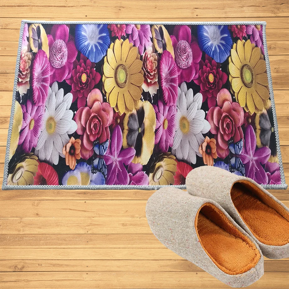 

3D Digital Printed Flowers Doormat Mats Hallway Doorway Bathroom Kitchen Rugs Floor Mats Carpet Home Decoration, free shipping