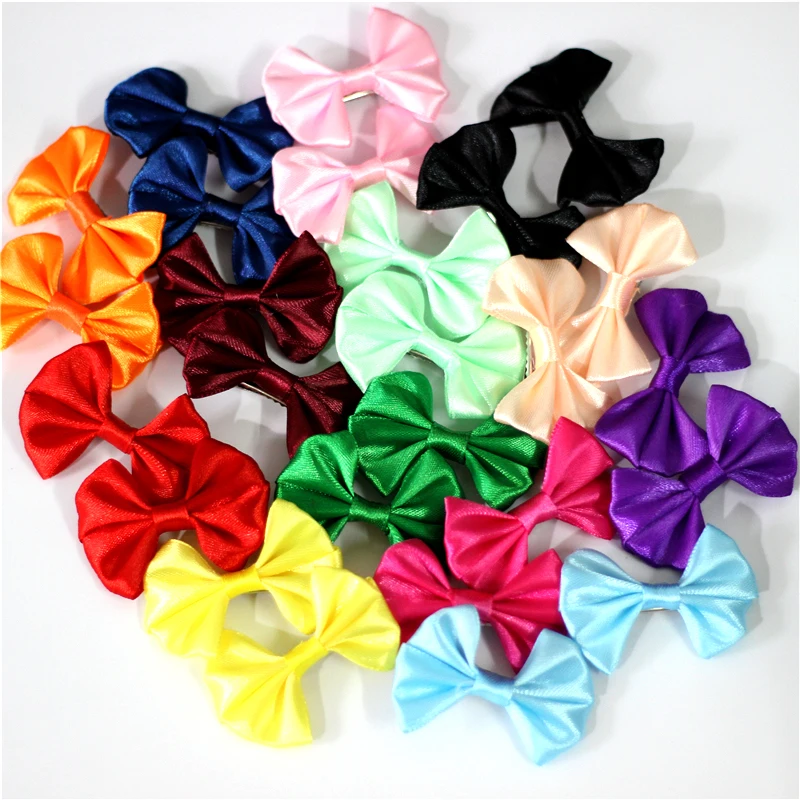 

2" Baby girls Small Hairbow Polyester Ribbon Bows Mini hair clip For baby headwear Children Hair accessories Little hairpin 10pc
