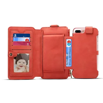 

For iPhone 8 Wallet Case 2 in 1 Detachable with Card Holder Stand Function Funda For iPhone 7 Plus Wallet Case Luxury For Women