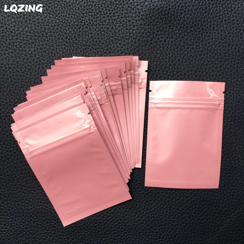 

7*10cm Colors Mini Ziplock Baggie Aluminized Recyclable Bags Mini Plastic Bags Pink Zip lock Jewelry Storage Bag With Zipper 40x