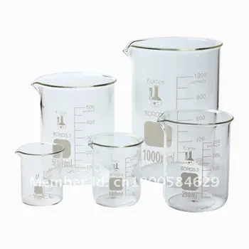 

Laboratory Glassware 3.3 Borosilicate Glass Low Form Glass Beaker 5 Piece Set 50, 100, 250, 500, & 1000ml-Set Of 10 Send In US