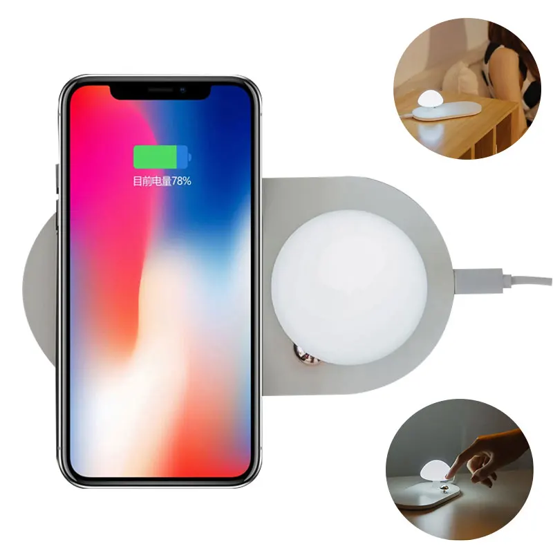 

Creative Mushroom Wireless Charger Night Light Fast Charging USB Smart Live Touch Breath Lights Quick Charger for iPhone Android