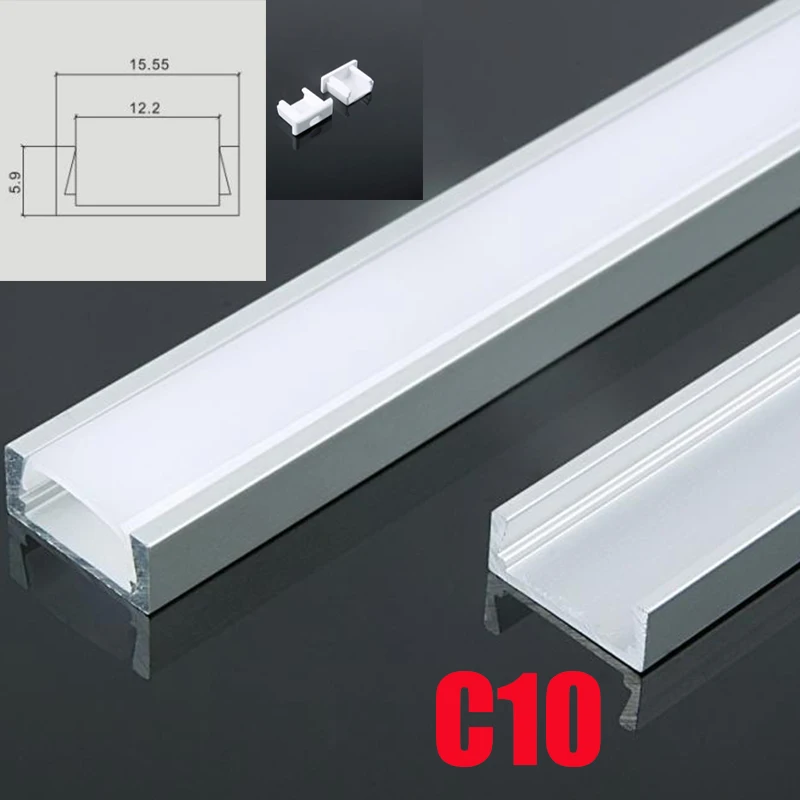 C10 5 комплектов 50 см u-образный светодиодный фонарь алюминиевый канальный профиль с крышкой, концевые крышки и крепежные зажимы для светодиодных лент