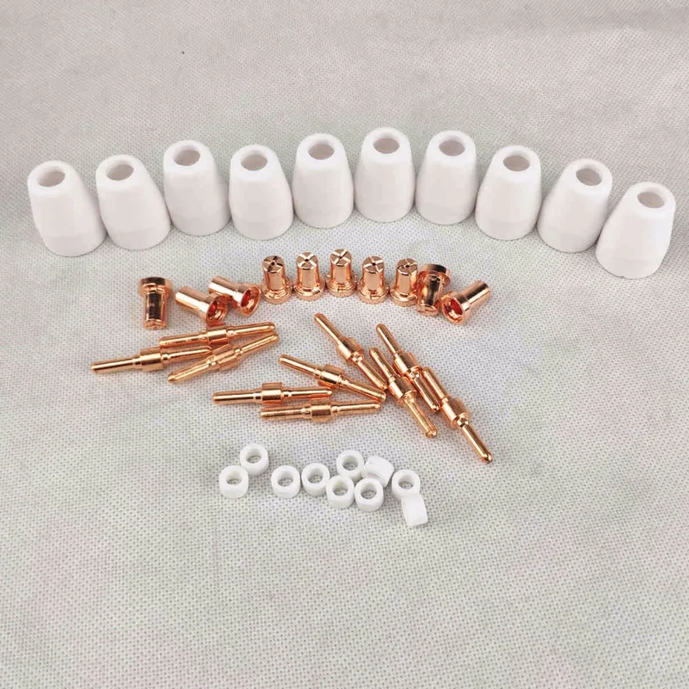 40pcs Plasma Cutting Torch Consumable Cutting Extended Long 40A PT31 Plasma Torch Shield Cup Swirl Baffle Tip Electrode Nozzle 40pcs Plasma Cutting Torch Consumable Cutting Extended Long 40A PT31 Plasma Torch Shield Cup Swirl Baffle Tip Electrode Nozzle