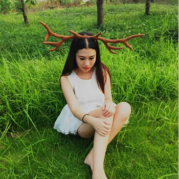 

Easter Show Christmas Gift Party COSPLAY Headwear Large Deer Horn Hair Hoop Dance Party Hairbands DIY Handcraft Hair Accessories