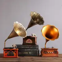 Vintage Phonograph Model Player Prop Antique Gramophone Model room decoration accessories Office Club Bar Decoration Ornaments