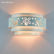 Современная настенная лампа лампы минималистичный бабочка цветок резной светодиодный e27 настенный светильник, белый стереоскопический Железный чехол зеркало спереди/комплекты для спальни