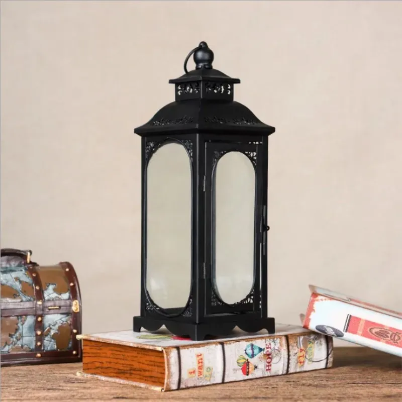 European Wrought Iron Wind Lamp Candlestick Wedding Props Wedding Pre-function Area Decoration Retro Lantern Wedding Lantern - Image 5