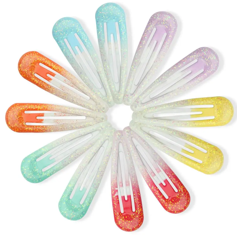 

12pcs Glitter Basic Hairclip BB Hairpins 1.9 Inch Baby Girls Snap Hair Clips Barrettes Accessories