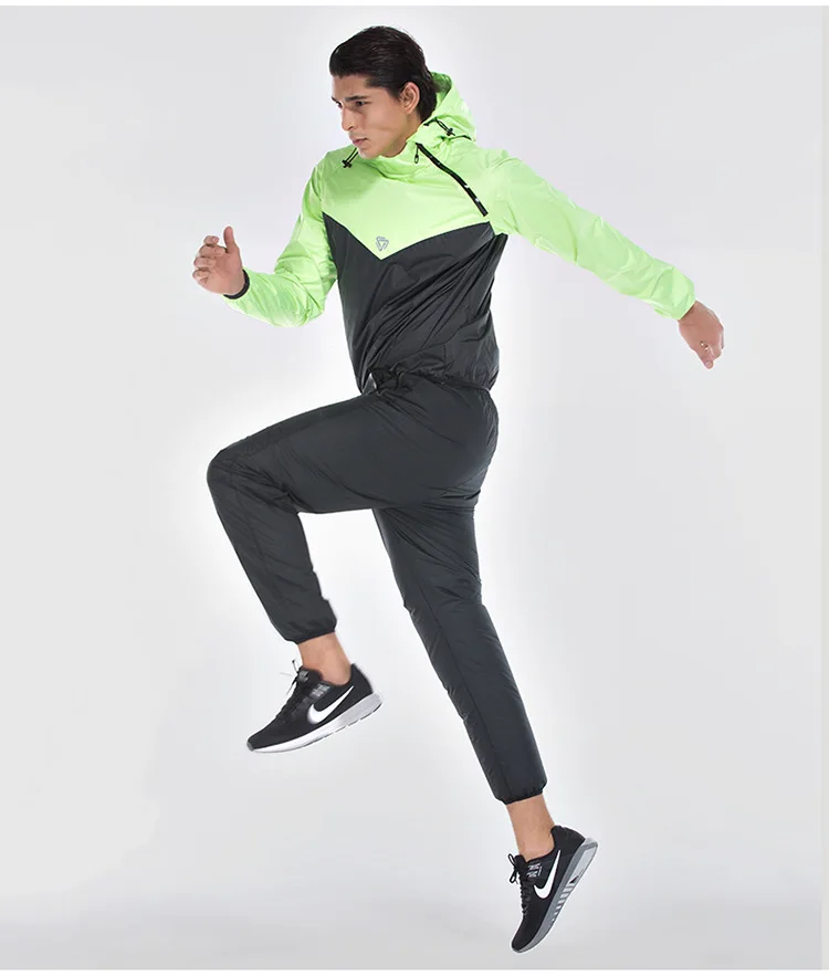 Мужской тренировочный костюм для сауны, спортивные куртки и штаны, Быстросохнущий костюм с капюшоном, спортивная одежда для бега, тренировок, бега, Enfant Garcon