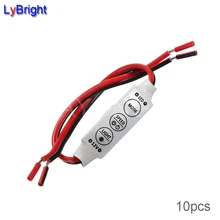 10 шт. DC12V-24V мини 3 Ключи один Цвет LED контроллер Яркость диммер для LED 3528 5050 полосы света