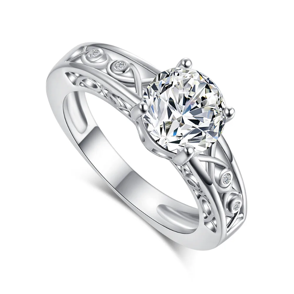 New White Vintage Cubic zircon Micro Gem stones crystal silver ring Wedding Rings For Women font