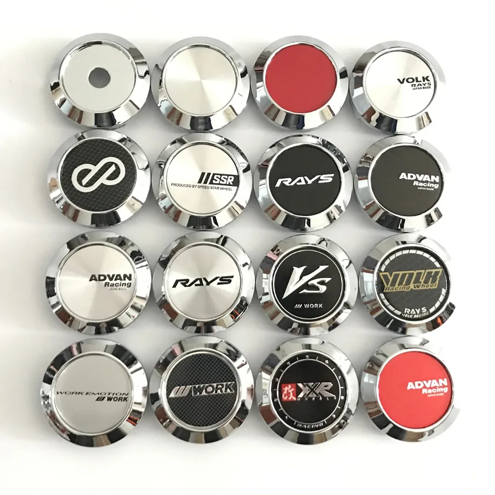 

KOM POWER Car-Styling 64MM Caps ADVAN ENKEI Emblem VOLK RAYS WORK SSR Sticker Wheel Center Cap Hub Cap For Rims Wheel Car-Cover