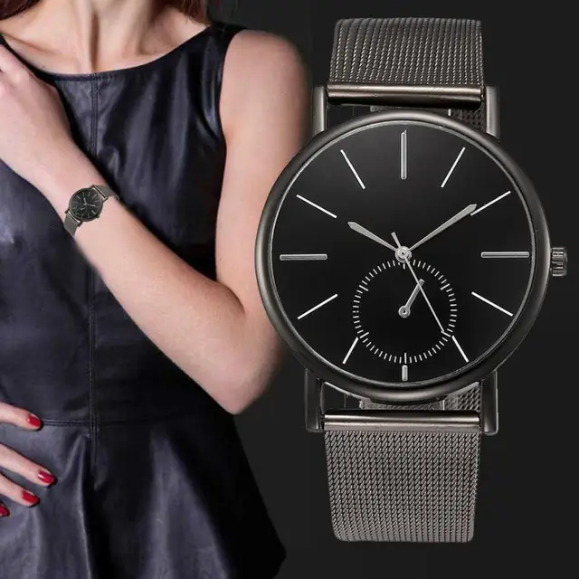 Women Classic Stainless Steel Strap Analog Quartz Black Wrist Watch Luxury Simpl Women Classic Stainless Steel Strap Analog Quartz Black Wrist Watch Luxury Simpl
