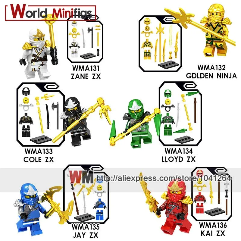 

Wholesale 20PCS/LOT Ninja Gold Pyro Zane Cloe Pythor Yang Nya Jay Lloyd Giant Stone Warrior Building Blocks Children Toys