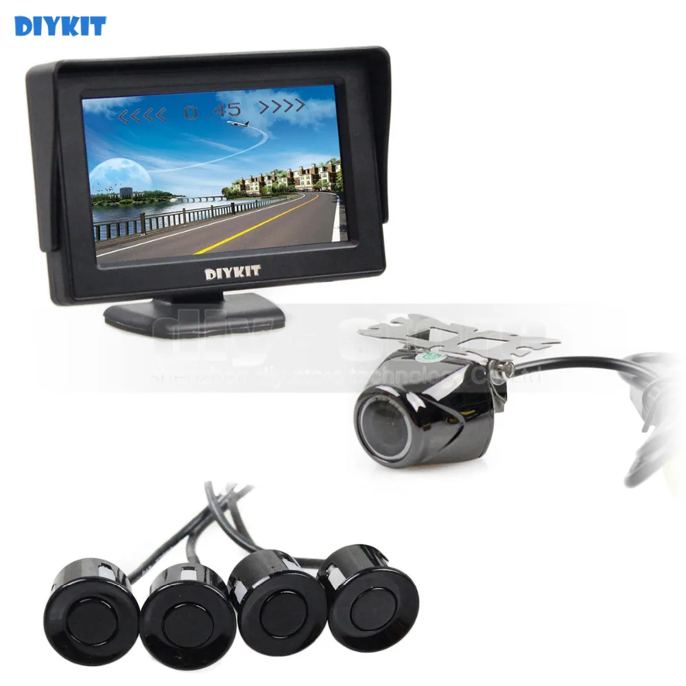 DIYKIT 4.3 Inch Rear View Car Monitor Kit + 4 Parking Radar + Rear View