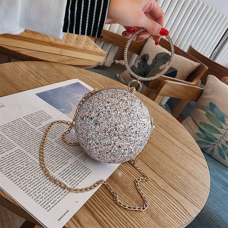 

New Style Party Evening Handbags Clutch Women Shoulder Bags Circle Female Fashion Ball Pattern Evening Messenger Crossbody Bag