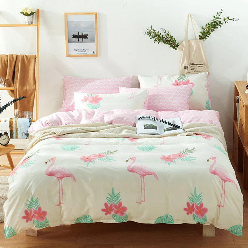 

Flamingos Bedding Set Single Double Queen King Size Animal 3D Duvet Cover Quilt Cover Bed Cover Pillow Cases Flat Sheet Soft