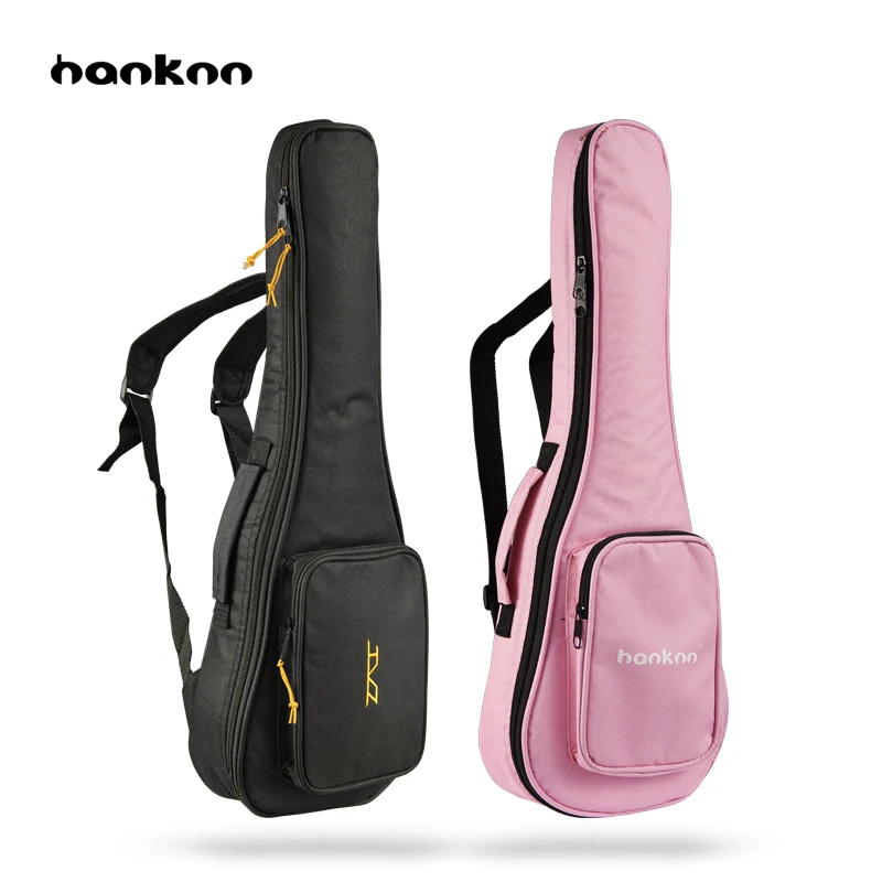 Hanknn 21 23 24'' Inches Ukulele Bags Double Strap Sponge Carry Gig Bag Black Pink Case For Ukulele Guitar Parts & Accessories child Gig