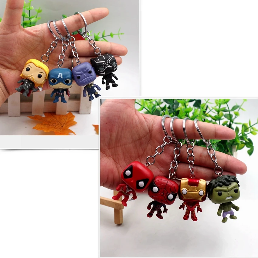 

4pcs/set MARVEL Movie Avengers 4 Captain America Thanos Black Panther PVC Keychain Action Toy Figures For Fans Toy Gifts