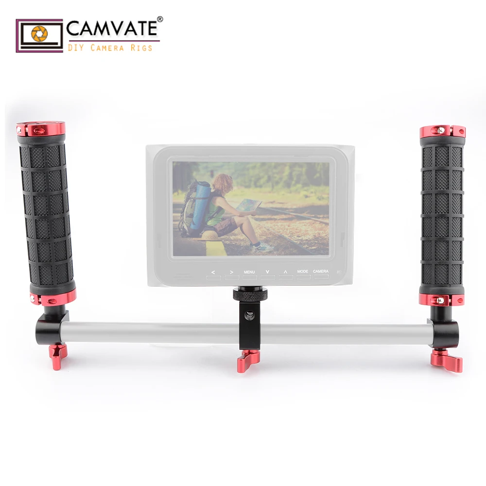 CAMVATE из 2 предметов Камера ручка с Род Зажим для 15 мм стержень ползунки Поддержка (черный и красный) C1289 Камера фотографии аксессуары