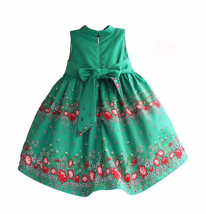 Нарядное стильное платье в китайском стиле для девочек с рисунком цветов лотоса костюм для детей цвет зеленый рождественское платье платья для девочек детская одежда размеры 3–8Т