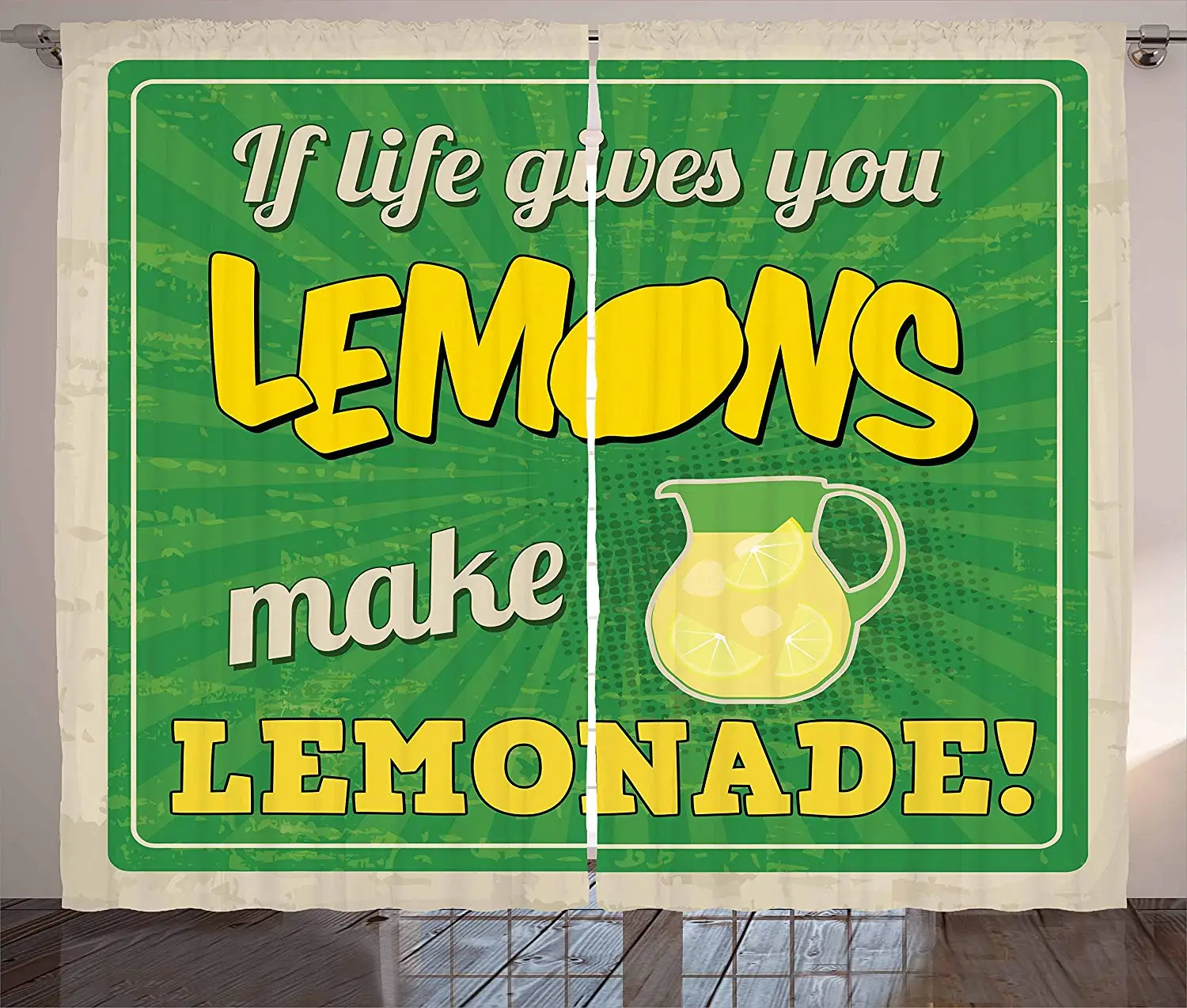 Quote Curtains Vintage Pop Art Advertising Design If Life Gives You Lemon Make Lemonade Living Room Bedroom Window Drapes Quote Curtains Vintage Pop Art Advertising Design If Life Gives You Lemon Make Lemonade Living Room Bedroom Window Drapes