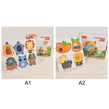 

6PCS Cute Baby Early Educational Hand Rattle Music Sound Appease Toys Intelligence Grasping Gums Hand Bell
