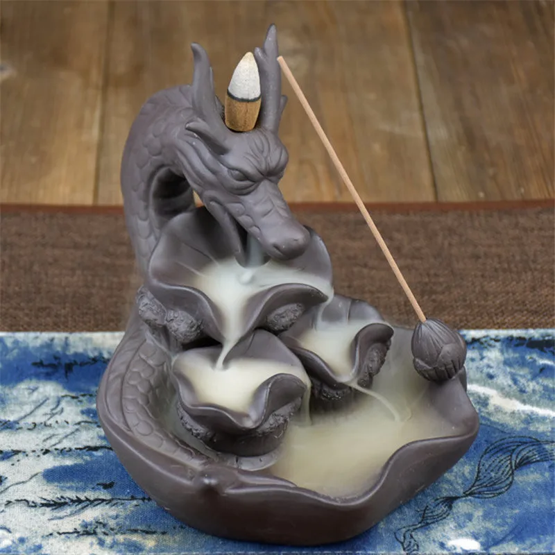 Carp Of The Dragon Burner Backflow Incense Burner With 10Pcs Incense