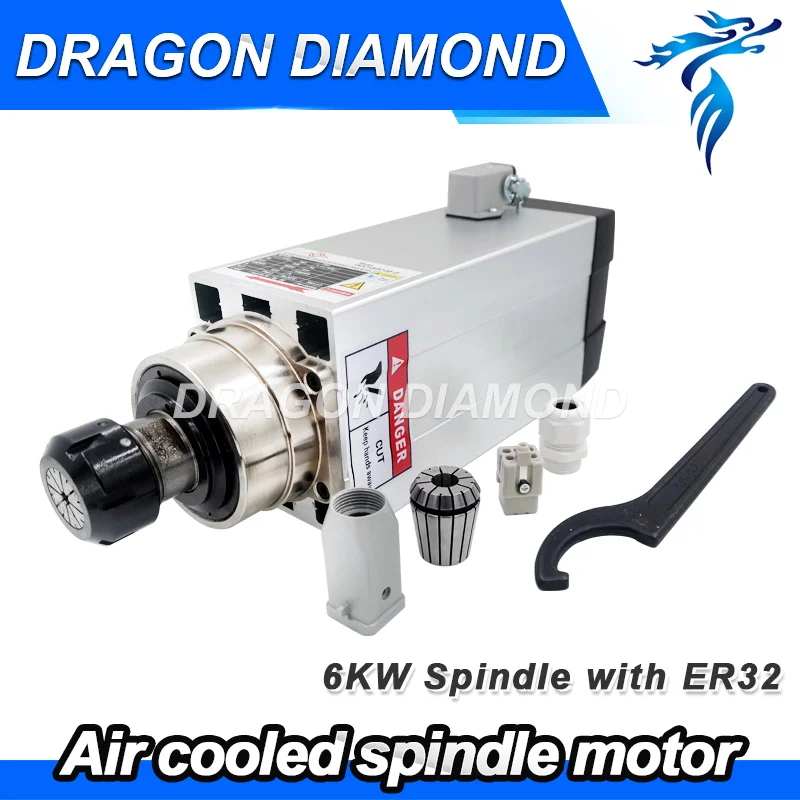 

High Speed Air Cooling Spindle Motor 6kw 380V 18000rpm Spindle Motor For CNC Router Machine