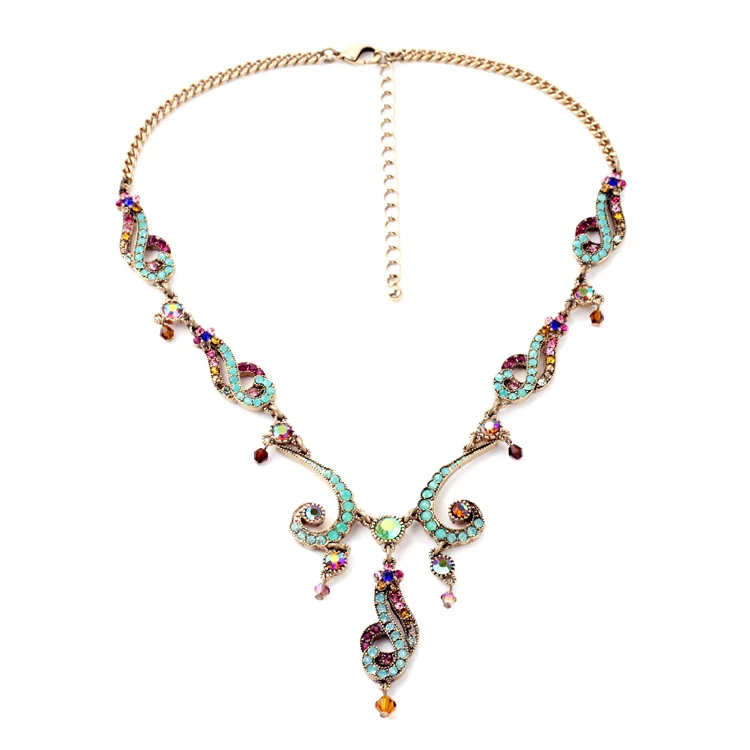Индивидуальный дизайн Павлин массивное ювелирное ожерелье s& Кулоны винтажные Цветочные разноцветные шармы Массивное колье ожерелье воротник