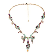 Индивидуальный дизайн Павлин массивное ювелирное ожерелье s& Кулоны винтажные Цветочные разноцветные шармы Массивное колье ожерелье воротник