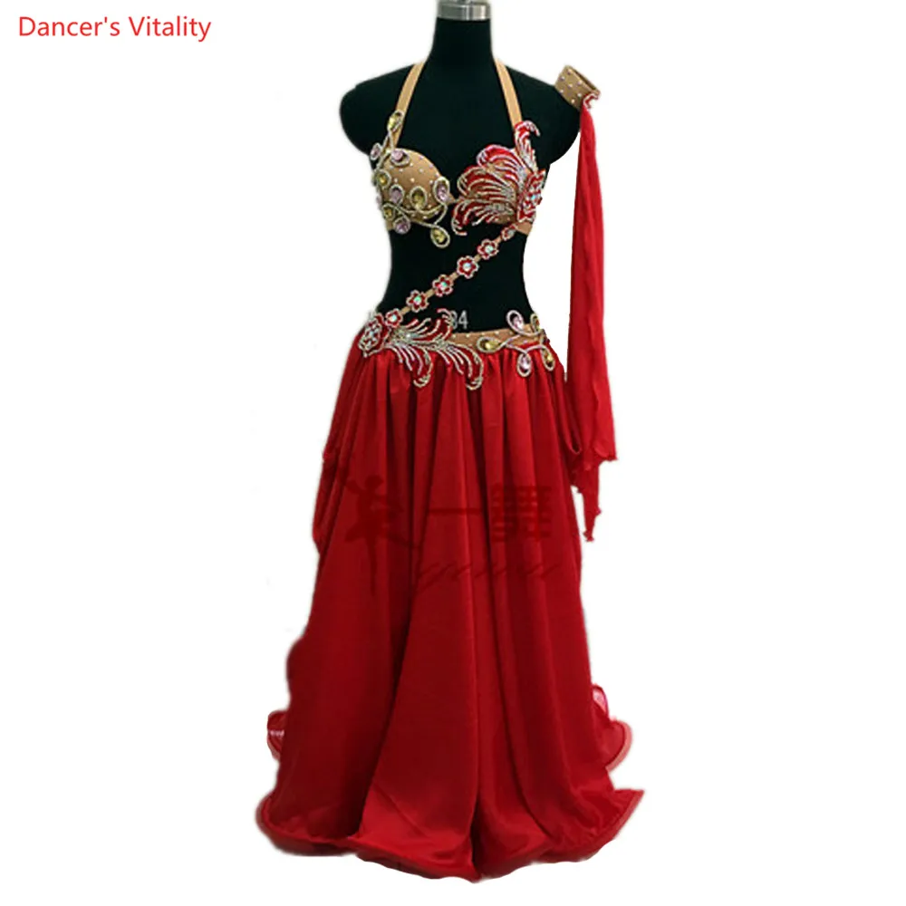 Buy Belly dance clothes diamond decals bra and skirt 2pcs girls latin dance