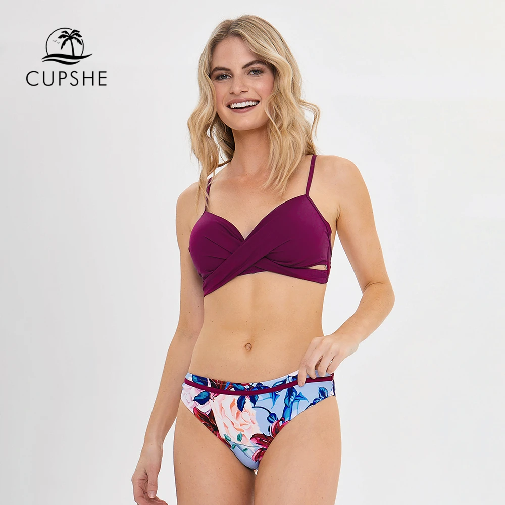 CUPSHE Push Up Floral Wrap Bikini conjuntos mujeres Sexy Tanga dos piezas trajes de baño 2019 chica playa trajes de baño