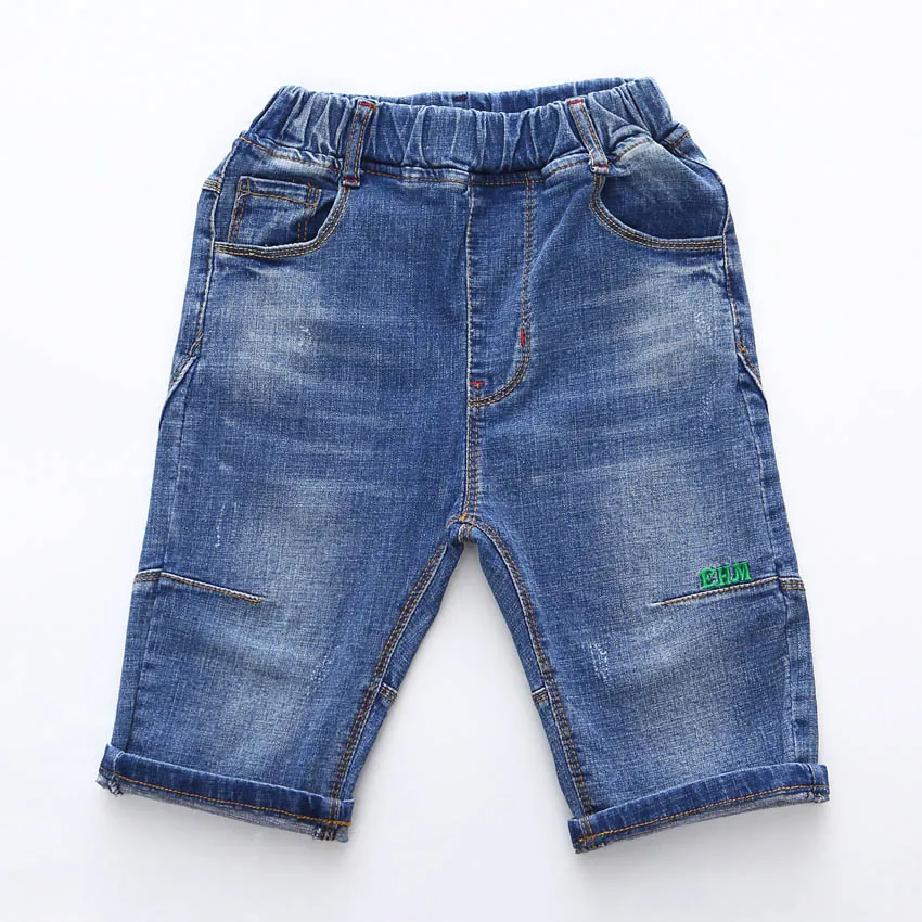 Новинка года; брендовые летние детские джинсовые шорты синие джинсы Большие Шорты для мальчиков и девочек-подростков; повседневные джинсовые брюки синего цвета - Цвет: Синий