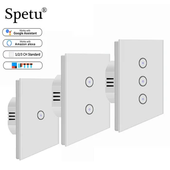 

Spetu Wifi Smart Home 1CH Touch Switch EU Standard 220V Remote Control Timed on/off Work Amazon alexa,Goole Assistant,IFTTT