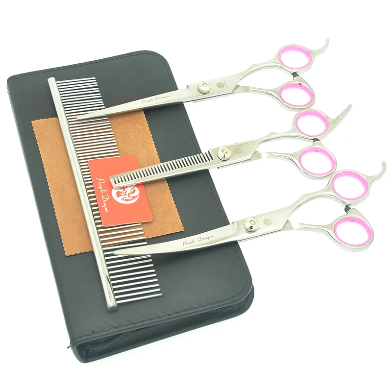 

7" Dog Scissors Stainless Steel Pet Cutting Shears Sharp Curved Tesoura 6.5" Animal Thinning Tijeras Dog Grooming Shears LZS0753