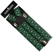 Мужская/женская одежда подвесной зажим-на эластичных y-образных регулируемых четырех листьев клевера печати Подтяжки 3 подтяжки с зажимами