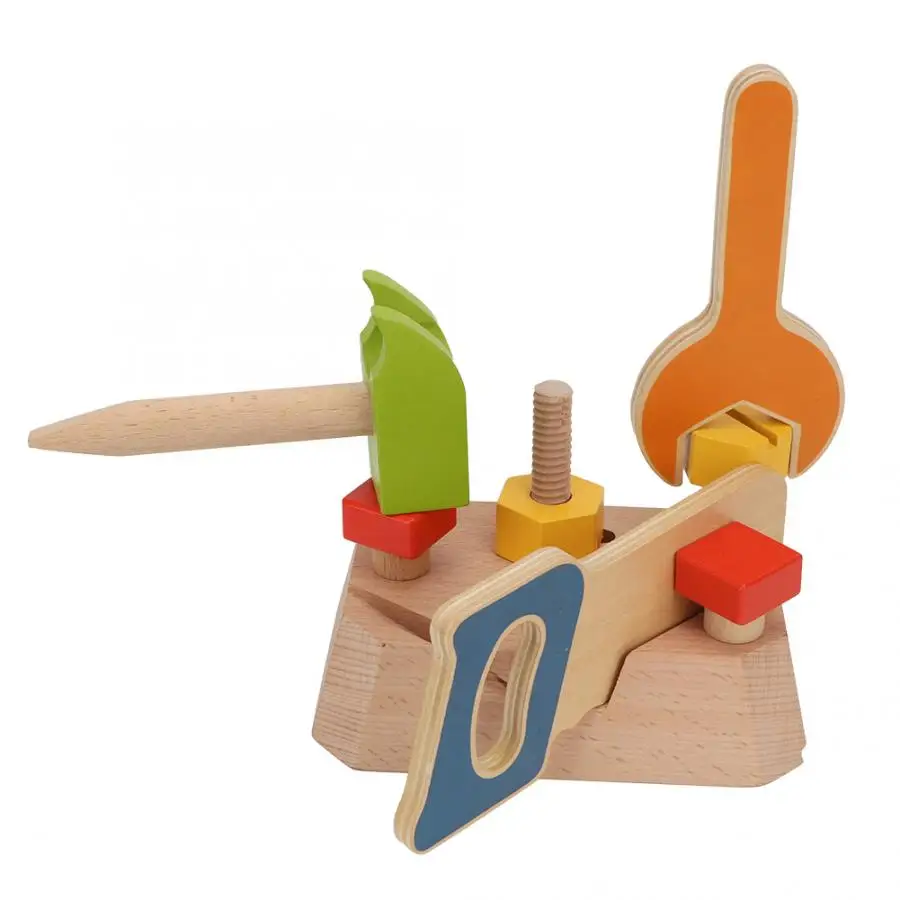 Engineering Maintenance Tool Toys Electric Drill Nut Disassembly Match Kids DIY Pretend Play Simulation Wooden Building Repair