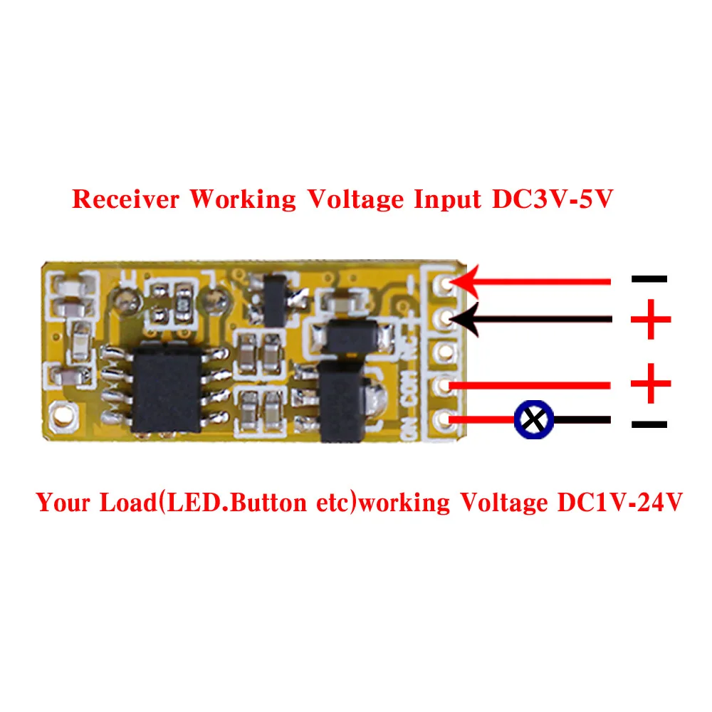 Relay Switch Kit DC 4V 5V 6V7.4V 9V 12V Wireless Remote Control Light Switch Transmitter with One Key Switch Receiver