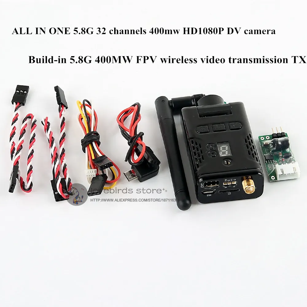 

32 channels HD1080P DV camera all-in-one 5.8G 400mw TX FPV wireless video transmission for DIY racing quadcopter drones QAV250